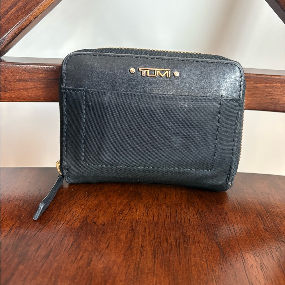Tumi Black Leather Zip Wallet